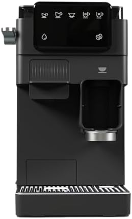 Juno Cafetera semiautomática con molinillo integrado y pantalla táctil | Café en grano recién molido sin cápsulas | Compacta, intuitiva y fácil de limpiar | Color negro