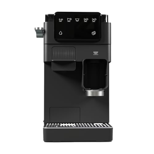 Juno Cafetera semiautomática con molinillo integrado y pantalla táctil | Café en grano recién molido sin cápsulas | Compacta, intuitiva y fácil de limpiar | Color negro