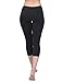 BALEAF Women's Yoga Capri Pants Workout Running Cropped Legging with Inner Pocket Non See Through Black Size M