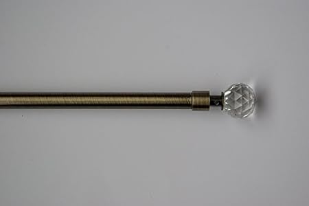 Gnts Decor Extendable Crystal Curtain Rail Pole Antique Gold
