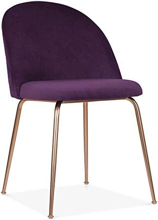 Cult Studio Heather Dining Chair, Velvet Upholstered, Plum Purple Copper Leg