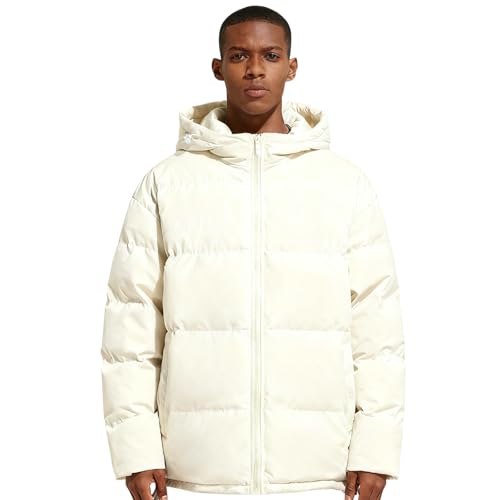 Mens Winter Jacket Long Sleeves Fleece Lined Coats Warm Lightweight Jacket Padded Thermal Outdoor Puffer Jackets Thick And Comfortable Hooded With Pockets Warm Winter Coats For Men