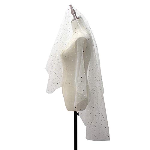 Bridal Wedding Veil Bling 1 Tier 2 Tier Elegant White Veil For Women With Lace Edge - Thumbnail 4