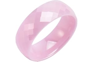 PAMTIER Unisex Ceramic Dainty 6mm Multi-Faceted Rhombic Cut Classic Plain Ring Comfort Fit Engagement Wedding Band