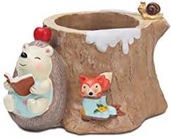 Hedgehog Succulent Planter | Mini Garden and Desk Decoration (Reading with Fox)