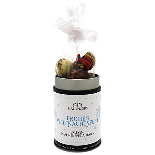 Hallingers 12 Manufaktur-Pralinen handgemacht, ohne Alkohol (150g) - Frohes Weihnachtsfest (Premiumdose) - Weihnachten… – Bild 3