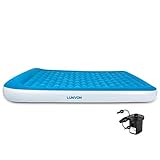 Lunvon Queen Size Inflatable Air Mattress Blow Up Bed with Built-in Pillow Anti-Leakage Design Raised Airbed with Rechargeable Pump for Home, Guest, Camping, Height 10