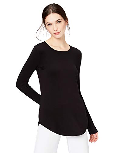 AMAZON ESSENTIALS WOMEN’S SUPERSOFT TERRY REGULAR-FIT LONG-SLEEVE SHIRTTAIL HEM SHIRT (PREVIOUSLY DAILY RITUAL), BLACK, X-LARGE