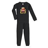 Small Bag of French Fries Small Fry Cotton Long Sleeve Crewneck Unisex Infant Sleepwear Pajama 2 Pcs Set Top and Pant - Black, 24 Months