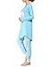 VENTELAN Women Long Sleeve Heart Printed Sleepwear Korean Fashion Pajamas Set Blue Small(USA Size:4-6)