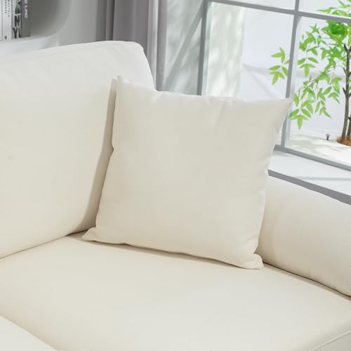 HOMCOM Changeable Sectional Sofa with Chaise Lounge, 111" Modern 4-Seater Couch with Pillows, Wooden Legs, L-Shape Corner Sofa for Living Room, Cream White