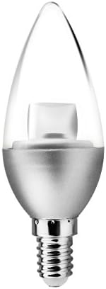 Pacaly 5w C37 E12 LED Bulb, Silvery Surface, 40w Incandescent Bulbs Equivalent,led Torpedo Shape, Warm White, Candle Bulb, Candelabra Bulb, - Pack of 6 Units