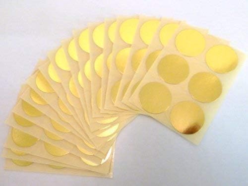 102 Labels, 25mm Diameter Round, Shiny Gold, Colour Code Stickers, Self-Adhesive Sticky Coloured Dots