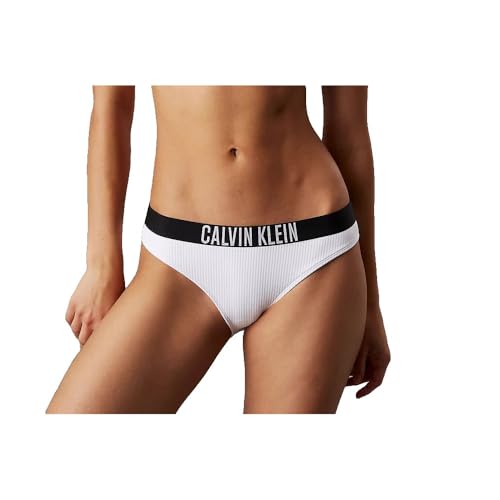 Calvin Klein Damen-Bikini-Badehose, Weiß (Brilliant White), Größe L, Weiß (Brillantweiß), L