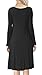 GRECERELLE Womens Long Sleeve A-Line Flare Casual Midi Dress with Pockets Black-XL