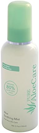 PURE AloeCare Organic Aloe Vera Soothing Mist, Relieves Discomfort, Repairs Sun Damage and Rejuvenates Your Skin, 5.1 oz (150ml)