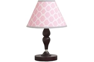 GEENNY Lamp Shade, Salmon Pink & Gray Chevron