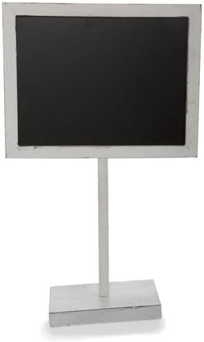 The Lucky Clover Trading Wooden Chalkboard Sign with Base, Worn White