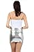 Sakkas 6924 Women's Shiny Metallic Liquid Mini Skirt - Silver - Medium