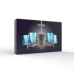 Canvas Wall Art - Blue Chandelier for Living Room - Modern Home Art Stretched and Framed Ready to Hang - 12x18 inches