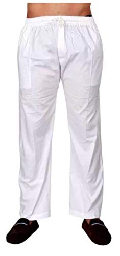 PC-White Men’s Elastic Pajama | 2 Side Pockets and Elastic Waist | Home Wear | Medical Patient Care Pajama |