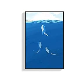 Framed Canvas Wall Art for Living Room, Bedroom Dolphins Canvas Prints for Home Decoration Ready to Hanging - 16x24 inches