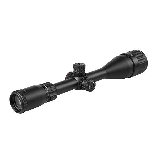 Sniper brand 6-24x50mm Scope W Front AO Adjustment. Red/Blue/Green mil-dot Reticle. Comes with Extended Sunshade and Heavy Duty Ring Mount (The Best Long Range Scope)