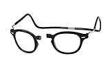Clic Magnetic XXL Vintage Oval Reading Glasses in Black ; +2.00
