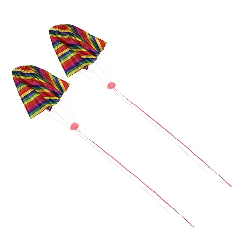 FOYTOKI 2pcs Cartoon Parachute Toys Hand Throw Parachutes for Boys and Girls String Outdoor Throwing Toys