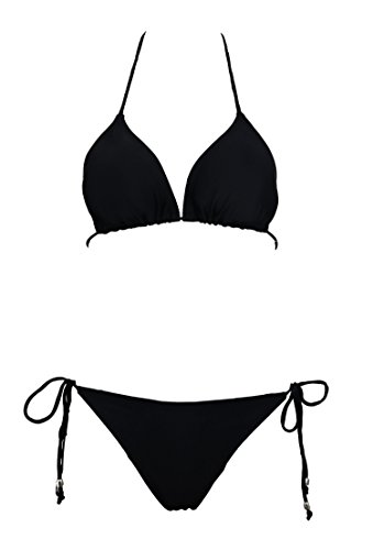 Women's Triangle Bikini Set, Padded Top String Bathing Suit, Tie Side Brazilian Swimwear Bottom