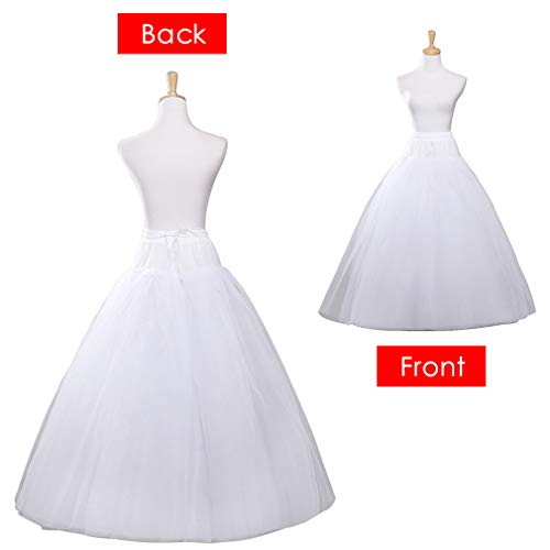 VeMee A-line Hoopless Petticoat Crinoline Underskirt Slips Floor Length for Bridal Wedding Dress - Thumbnail 6