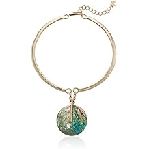 Robert Lee Morris Soho Women's Mosaic Circle Pendant Sculptural Necklace, Blue Mop, One Size