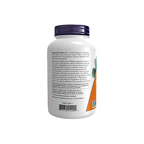 NOW Supplements, Magnesium Bisglycinate Powder, Enzyme Function