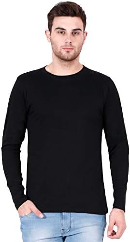 RSO Outfits Men's Cotton Plain Full Sleeves T-Shirt Large Black