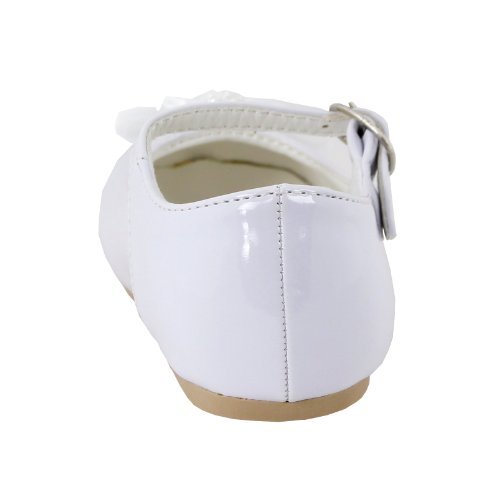Betty Patent Leather Flower Mary Jane Shoes for Toddlers (White, Toddler 4)