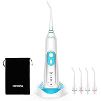 Water Flosser, TEC.BEAN Professional Cordless Rechargable Dental Oral Irrigator - 4 Modes High Capacity Water Tank with 4 Jet Tips & Portable Storage Bag