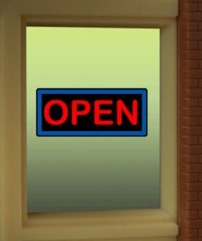 Lights4Models 9045 OPEN model window sign by Miller Signs