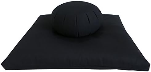 Buckwheat Zafu and Zabuton Meditation Cushion Set (2pc), Black