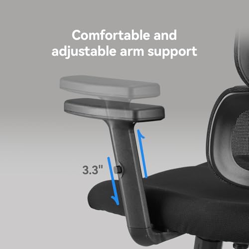 SIHOO M56C Ergonomic Office Chair, Big and Tall Desk Chair with Lumbar Support, Adjustable Headrest, Tilt Function, Swivel Computer Chair, Black