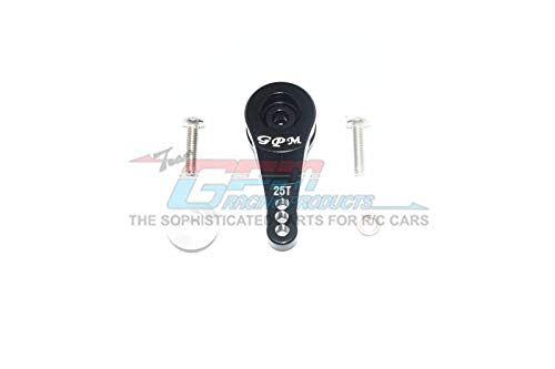 GPM Traxxas TRX-4 Defender / Tactical Unit / Ford Bronco Upgrade Parts Aluminum 25T Servo Horn with Built-in Spring (3 Positioning Holes) - 1Pc Set Black
