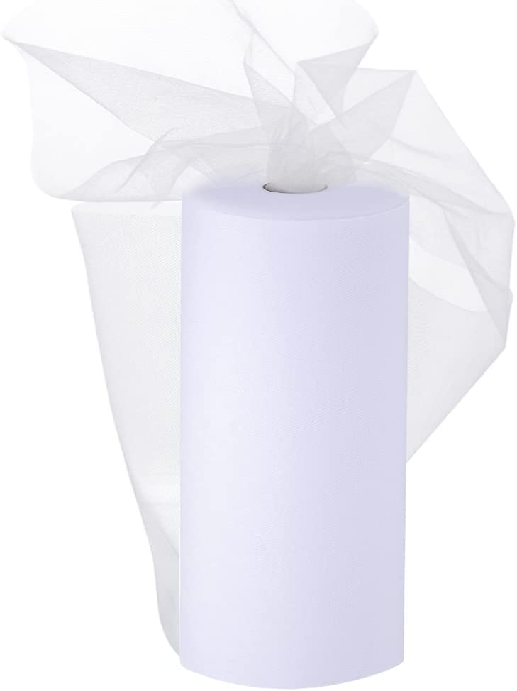 White Fabric Tulle Rolls 30cm x 91.4m, Tulle Fabric Wedding Decoration 100 Yards Tulle Roll Netting for DIY Tutu Skirt Table Skirt Craft Bow, Party Decoration Gift Wrapping