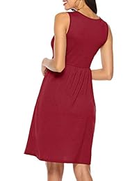 Voopptaw vestido de túnica informal sin mangas con botones y bolsillos decorativos, para mujer