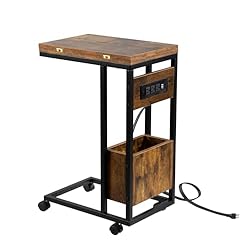 Hadulcet C Shaped End Table with Charging Station