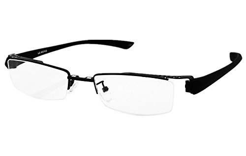 Agstum Mens Half Rimless Myopia Glasses Frame Magnetic Clip On Sunglasses (Black frame with 2pcs clip on, 53mm)