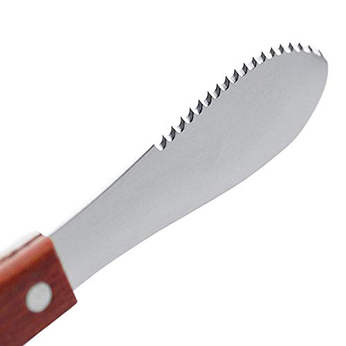 8 Pack Stainless Steel Straight Edge Wide Butter Spreader with Wood Handle Deluxe Sandwich Cream Cheese Condiment Spreader Set Kitchen Tools,5 inch/4.41 inch, 2 Colors