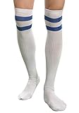 Mens Striped Over Knee Long High Soccer Basketball Running Rugby Atheletic Socks