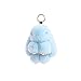 IKEPOD Rex Rabbit Fur Keychain, Fluffy Real Bunny Keyring, Soft Cute Pom Pom Ball Doll Pendant Key Chain, Plush Charms for Car/Handbag - Light Blue