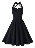 Anni Coco Women's Halter Polka Dots 1950s Vintage Swing Tea Dress - X-Large - 2nd - Black