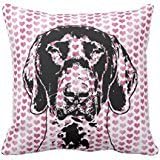 Valentines German Shorthair Pointer Dog Silhouette Pillow Case