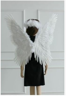 Halloween cosplay Fashion novel angels butterfly feathered wings dance Christmas goods props decoration a birthday present (White 80 cm 90 cm)